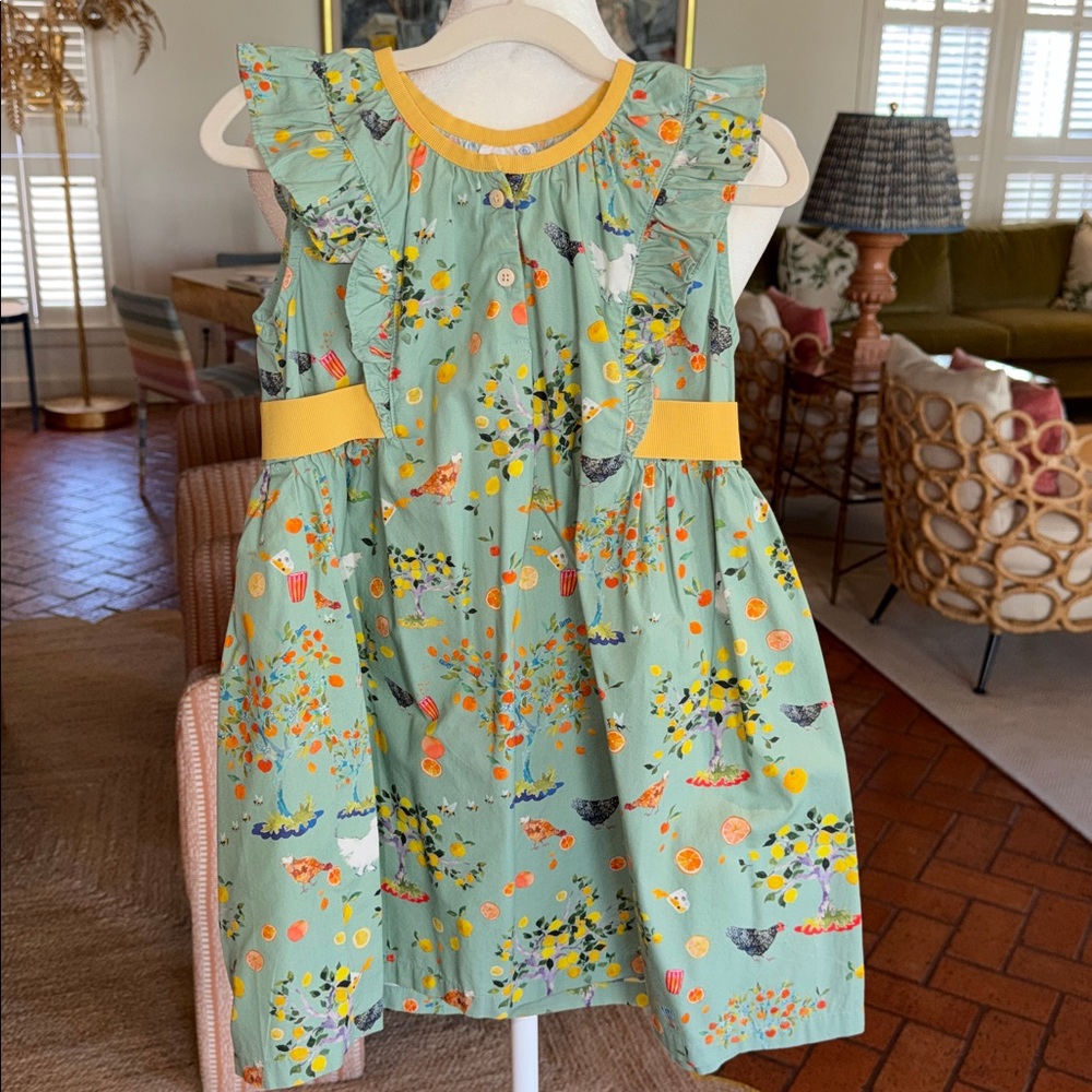 Oso & Me - Girls Green Sleeveless Lemon & Orange Tree Dress - Size: 6Y
